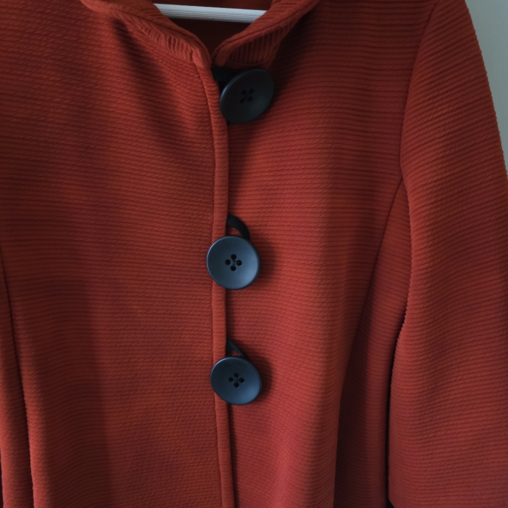 Joseph Ribkoff 10 Modern Contemporary Abstract Ribbed Pique Knit Swing Blazer - Picture 5 of 15